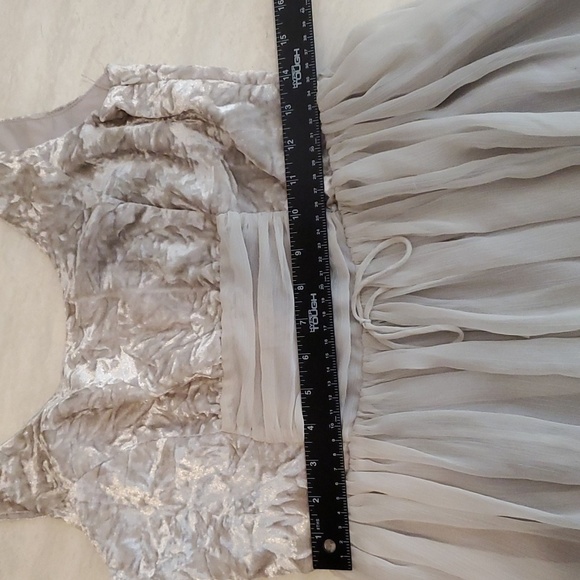 Free People Fit & Flare Tank dress Womens 8 Silver Gray Crushed Velvet Chiffon - Picture 11 of 13